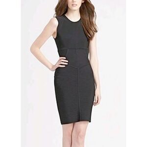 BCBGMaxAzria Black Stretch Bandage Bodycon Sheath Dress w/ Exposed Zipper Sz M